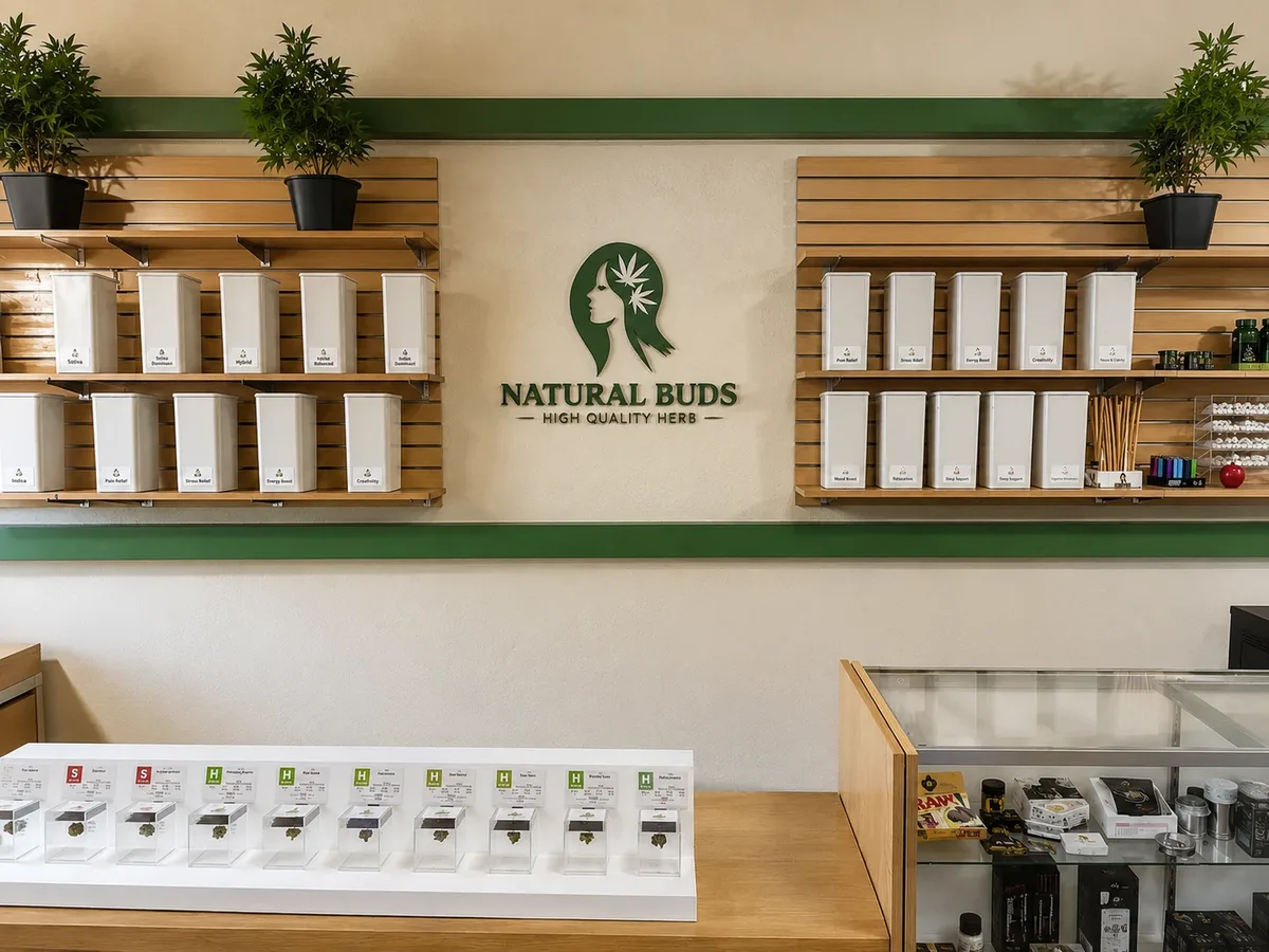 The Natural Buds counter and wall
